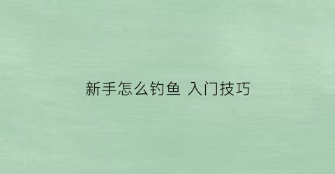 新手怎么钓鱼入门技巧(新手钓鱼入门教程)